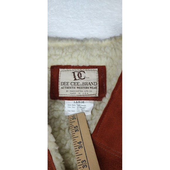 Dee Cee Brand Western Vest Suede Sherpa Lined Sleeveless Jacket Large - Picture 3 of 8